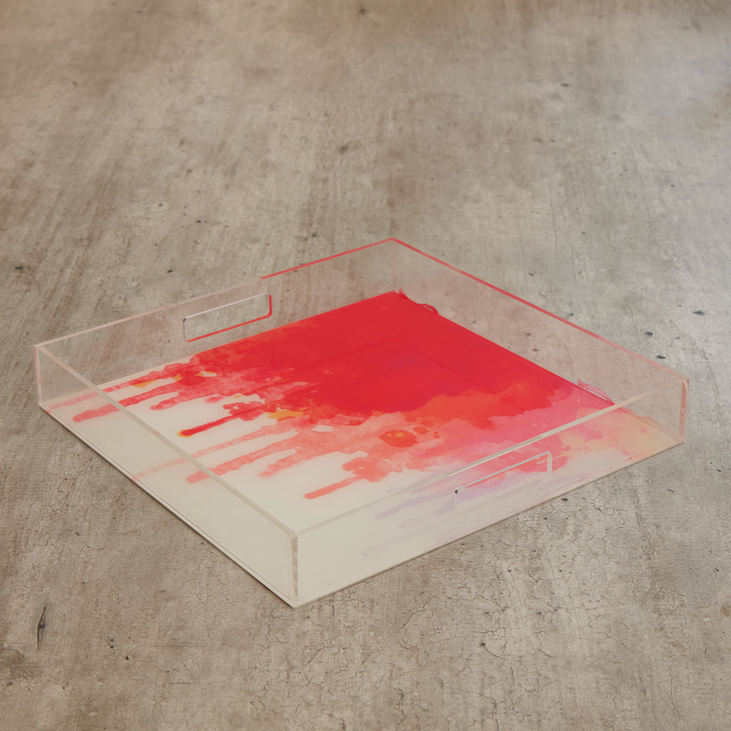 Acrylic Square Red Drop Tray (S)