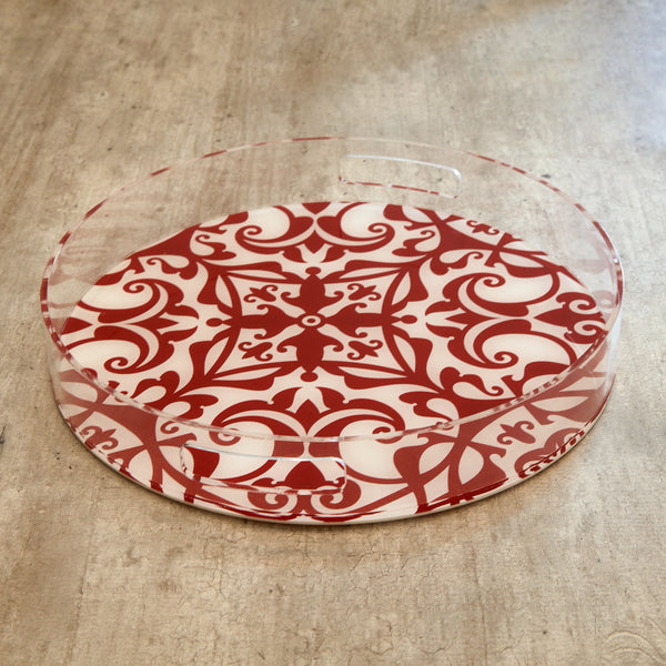 Acrylic Chinoiserie Print Round Tray(M)