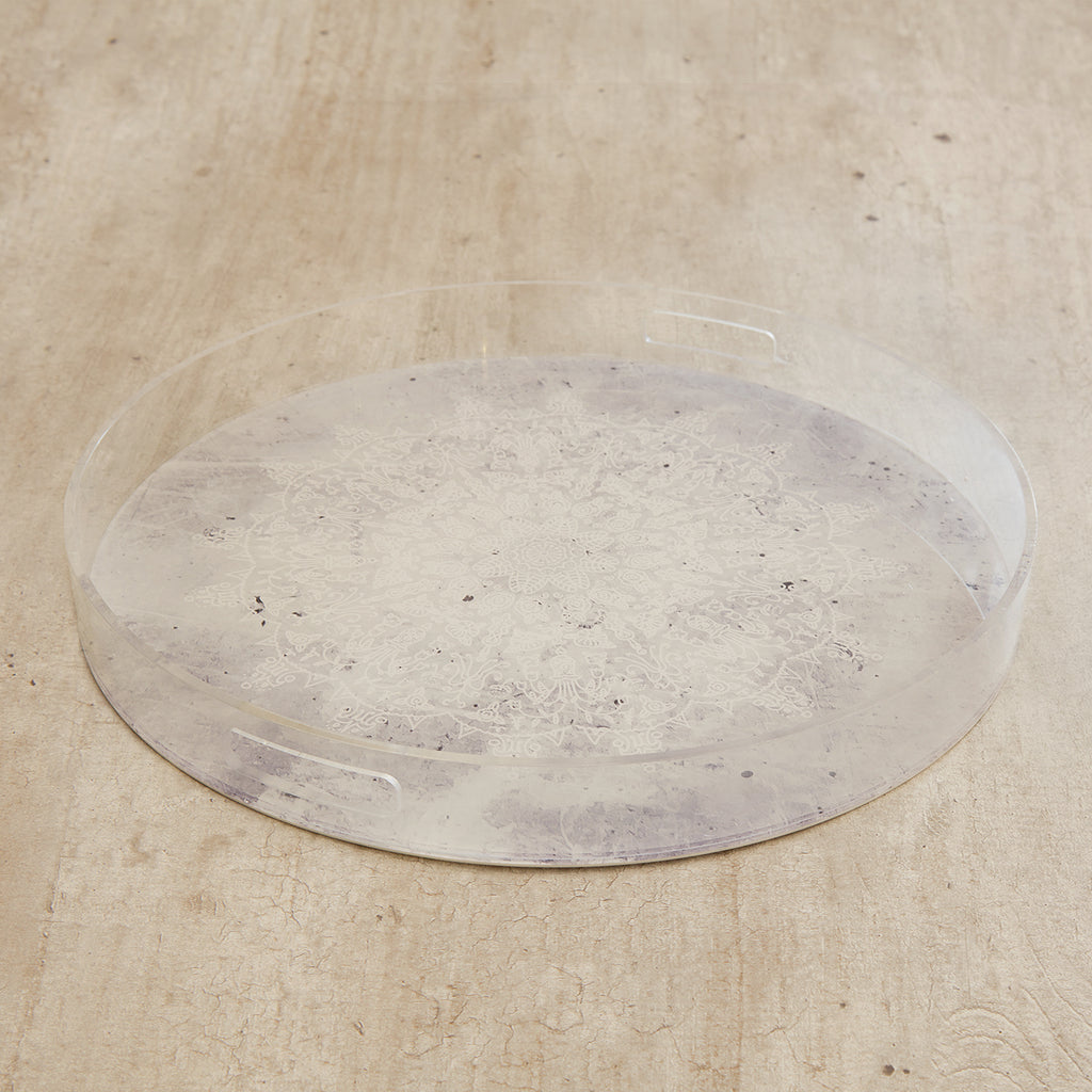 Acrylic Concrete Finish Round Tray Tables
