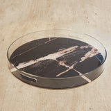Acrylic  Petrified Wood Look Round Tray Tables