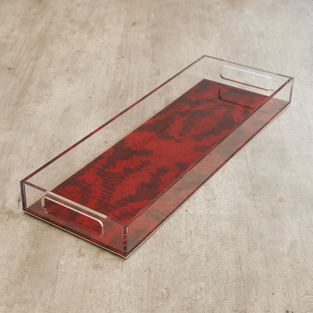 Acrylic Red Ikat Slim Tray
