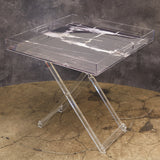 Acrylic  Petrified Wood Look Square Tray Tables