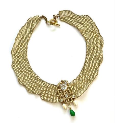 Beaded Collar Emerald Necklace