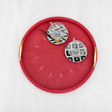 Cleo Faux Shagreen Round Red Tray (S)